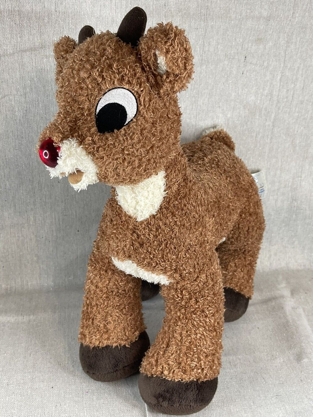 Build A Bear RUDOLPH THE RED NOSE REINDEER Plush Nose LIGHTS UP TALKS Works